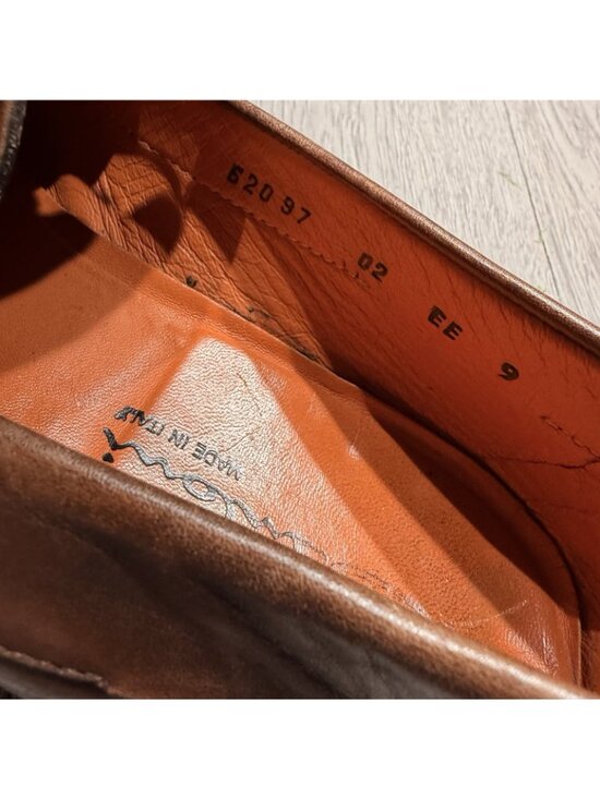 Santoni Men’s Carlo Soft Burnished Leather Brown Penny Loafer Size 9 EE